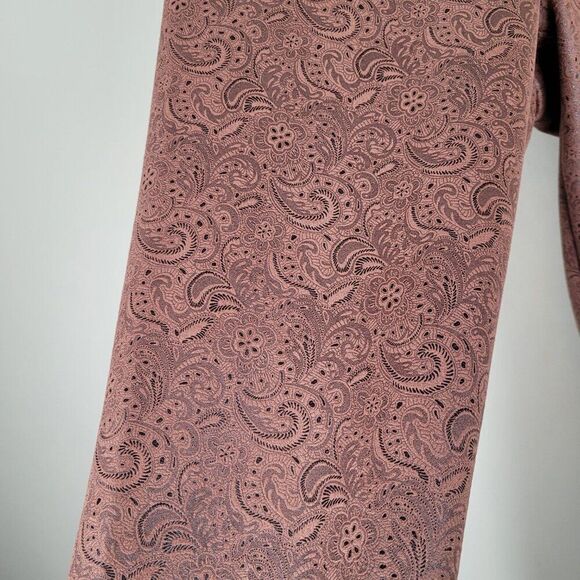 White House Black Market Vegan Suede Runway Leggings Paisley Brown Size 8 - Picture 9 of 11